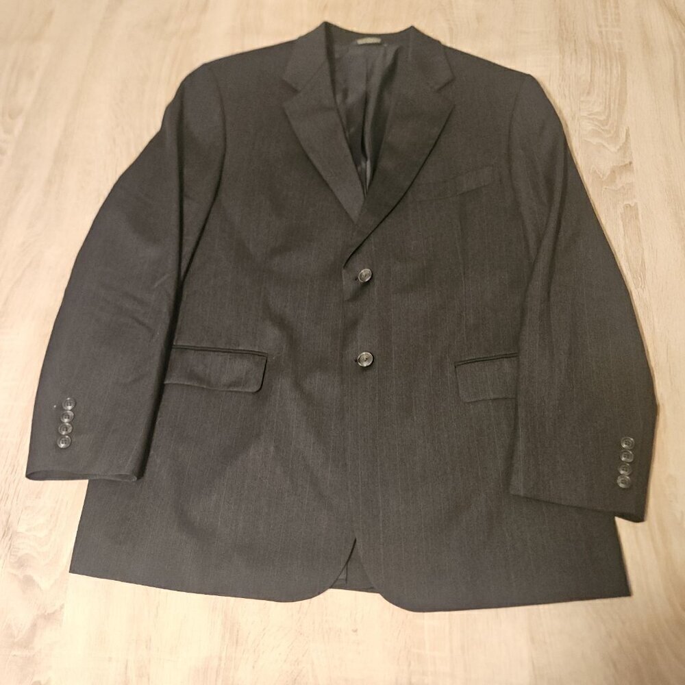 Stafford Mens Size 44R Dark Gray Blazer Striped Wool Cashmere Blend Sports Coat